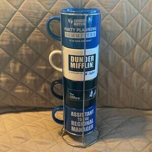 "The Office" NBC Series 4 Mug Set with Wire Holder Dunder Mifflin